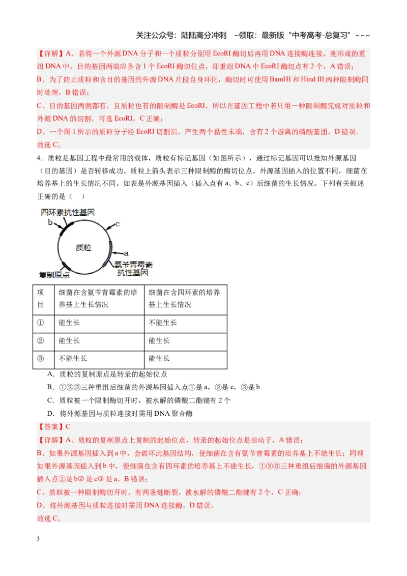 《第45讲基因工程以及生物技术的安全性和伦理问题（专项训练）（福建专用）（教师版）_06-生物-高考总复习_一轮复习_2026年-生物高考一轮复习》第3页预览