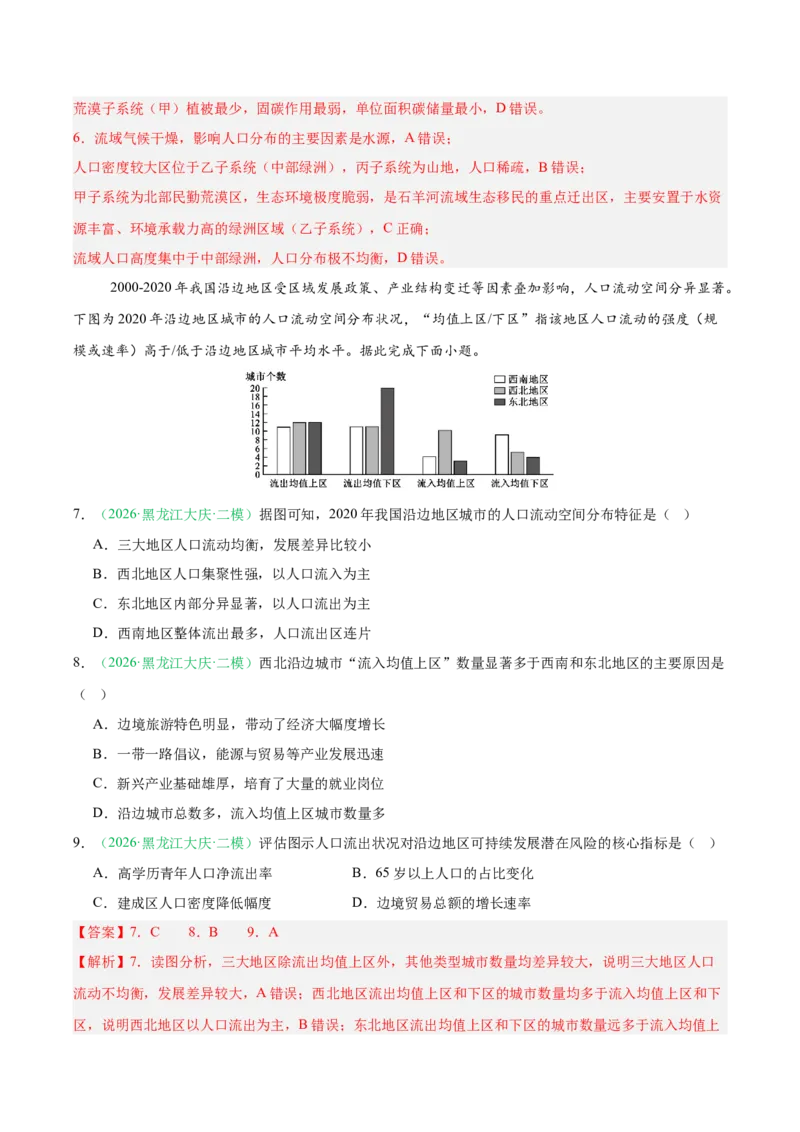 《专题06人口与城乡发展（3大考点）（教师版）(1)_地理_2027年高考地理专项复习_2026年高考地理二模试题分类汇编（黑吉辽蒙专用）-G295_2026版》第4页预览
