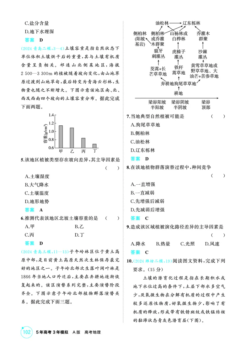 《1_第六章　自然环境的整体性与差异性_2026版教学资源包_202653高考总复习A版_山东版_2026版.山东版.选考总复习.地理.5·3A版_第六章自然环境的整体性与差异性_1_精练册PDF》第4页预览