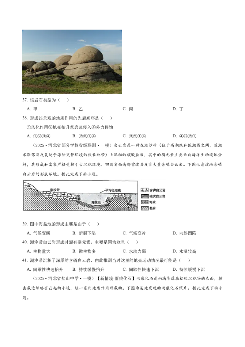 《专题04地质地貌（高频选择题122题）（学生版）_地理_2026年-地理高考专项复习_2025年高考地理一模试题分类汇编（新高考通用）》第10页预览