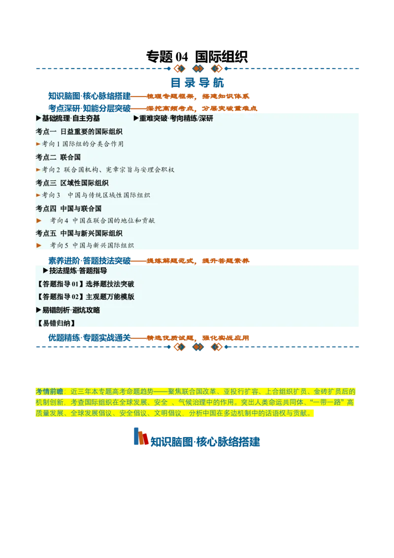 《专题04国际组织（知识清单）（全国通用）（教师版）_zheng治_2027年高考政治一轮_2027年高考政治一轮复习讲义+练习+课件（新教材新高考）-G55_2027版》第1页预览