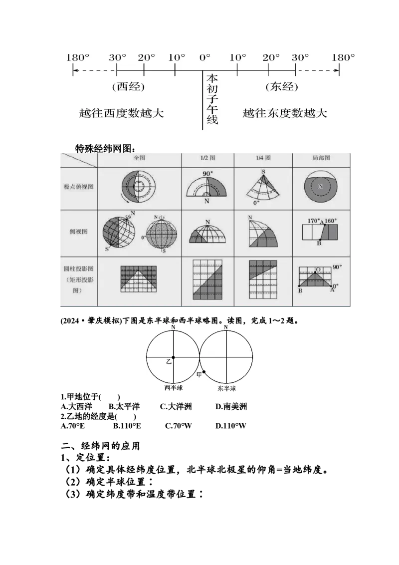 《一轮复习经纬网和地图导学案(学生版)_地理_2026年_42026届高考地理复习课件+导学案（一轮复习+二轮专题）》第2页预览