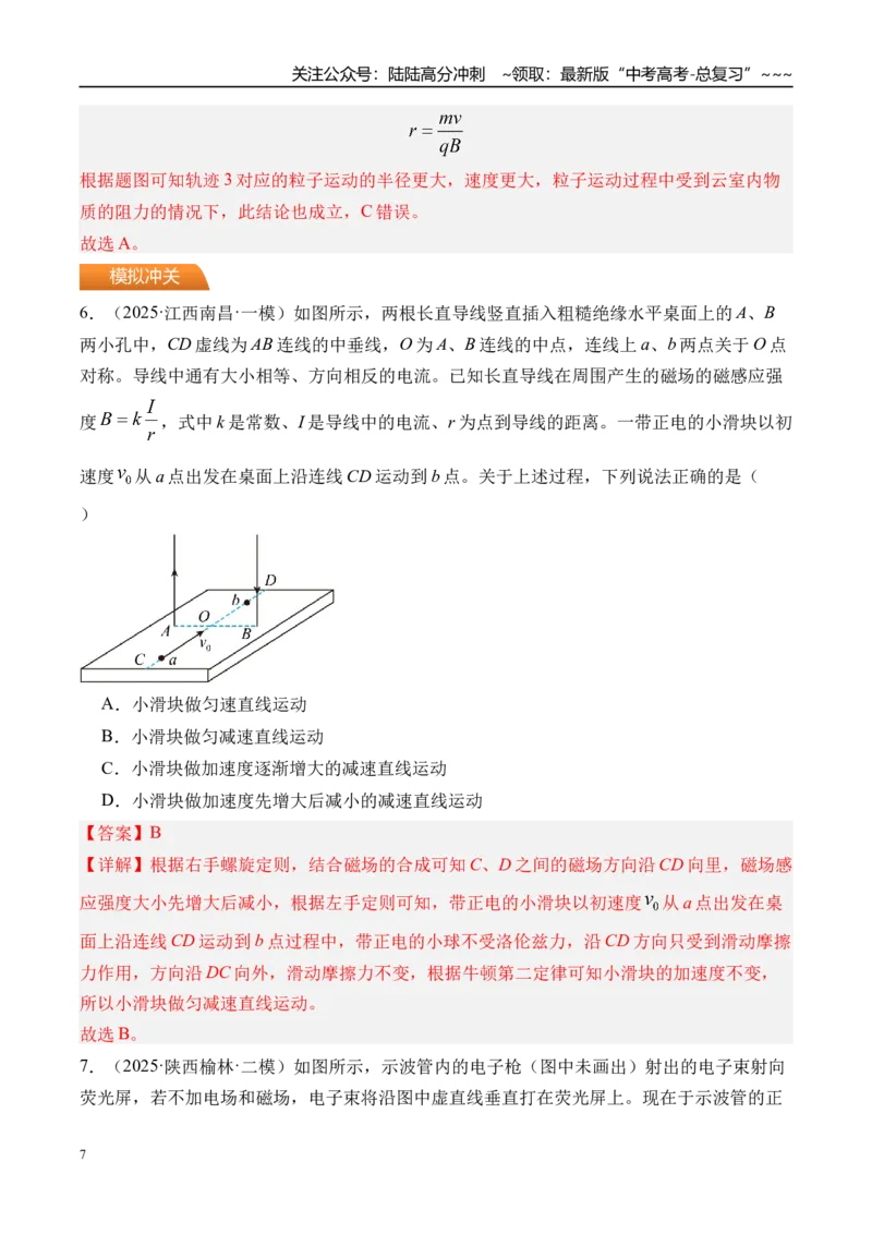 《第54讲磁场对运动电荷（带电体）的作用-（练习）（教师版）_04-物理-高考总复习_一轮复习_2026年-物理高考一轮复习_2026年高考物理一轮复习精讲精练-G367_资料》第7页预览
