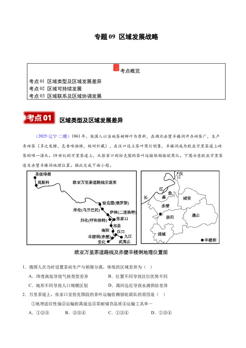 《专题09区域发展战略（黑吉辽蒙专用）（学生版）_地理_2026年-地理高考专项复习_2025年高考地理二模试题分类汇编（黑吉辽蒙专用）》第1页预览