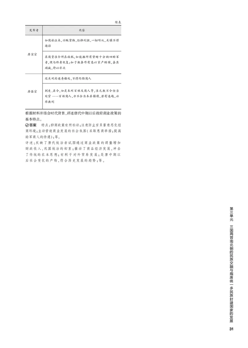 《1_第三单元三国两晋南北朝的民族交融与隋唐统一多民族封建国家的发展(PDF版)_2023版教学资源包_2023版新高考新教材版选考总复习历史5·3B版_1_专题电子书》第7页预览