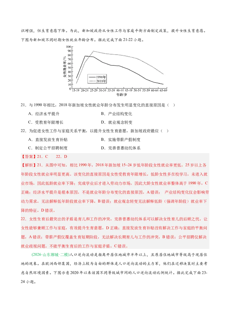 《专题06人口与城乡发展（4大考点）（教师版）(1)_地理_2027年高考地理专项复习_2026年高考地理二模试题分类汇编（新高考专用）-G288_2026版》第9页预览