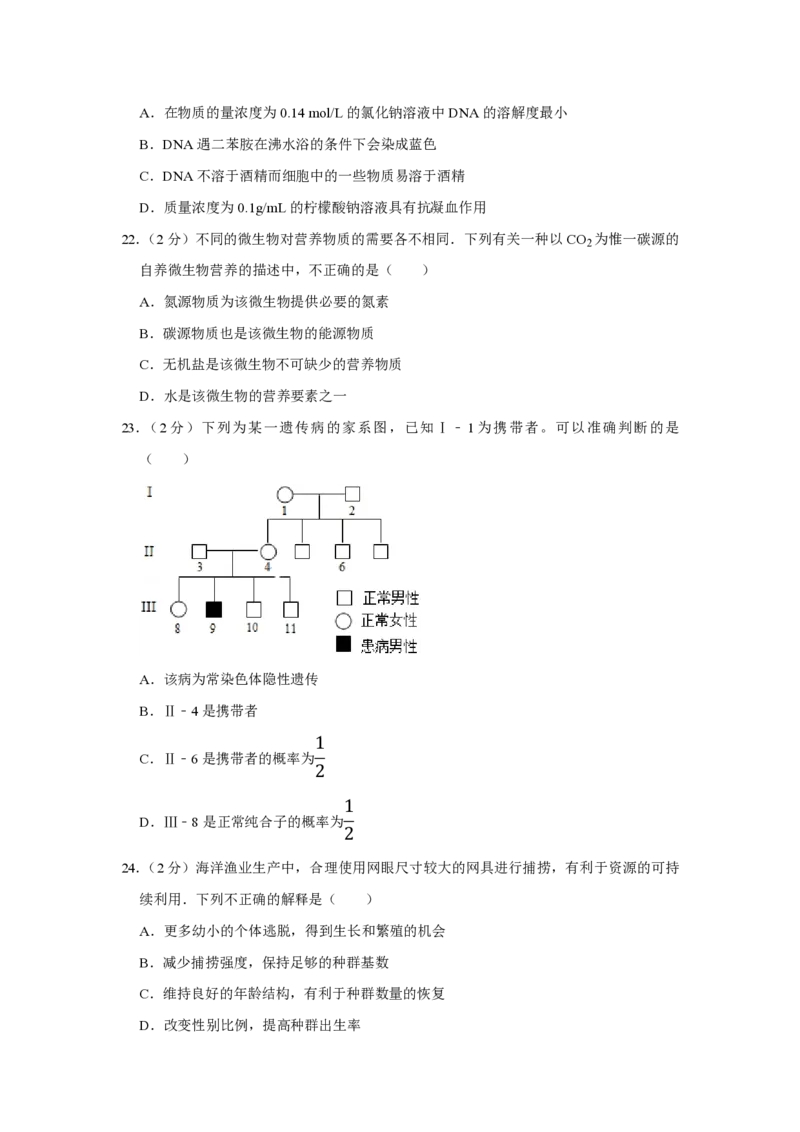 《2007年江苏省高考生物试卷(1)_高考一二三轮复习_生物_2027年高考生物专项_2008年-2026年生物高考真题-G427_2008-2020年高考_地方卷_江苏高考生物07-20_A4word版_PDF版（赠送）》第5页预览
