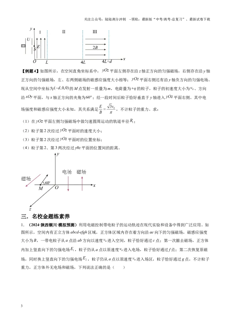 《第51讲习题课----带电粒子在立体空间运动问题（学生版）_04-物理-高考总复习_一轮复习_2025年_2025年高考物理一轮复习讲义+练习+课件（新教材新高考）_第十一章磁场》第3页预览
