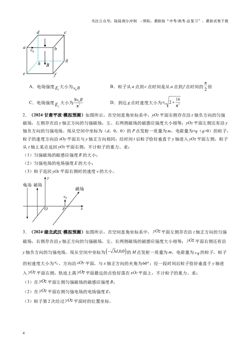 《第51讲习题课----带电粒子在立体空间运动问题（学生版）_04-物理-高考总复习_一轮复习_2025年_2025年高考物理一轮复习讲义+练习+课件（新教材新高考）_第十一章磁场》第4页预览