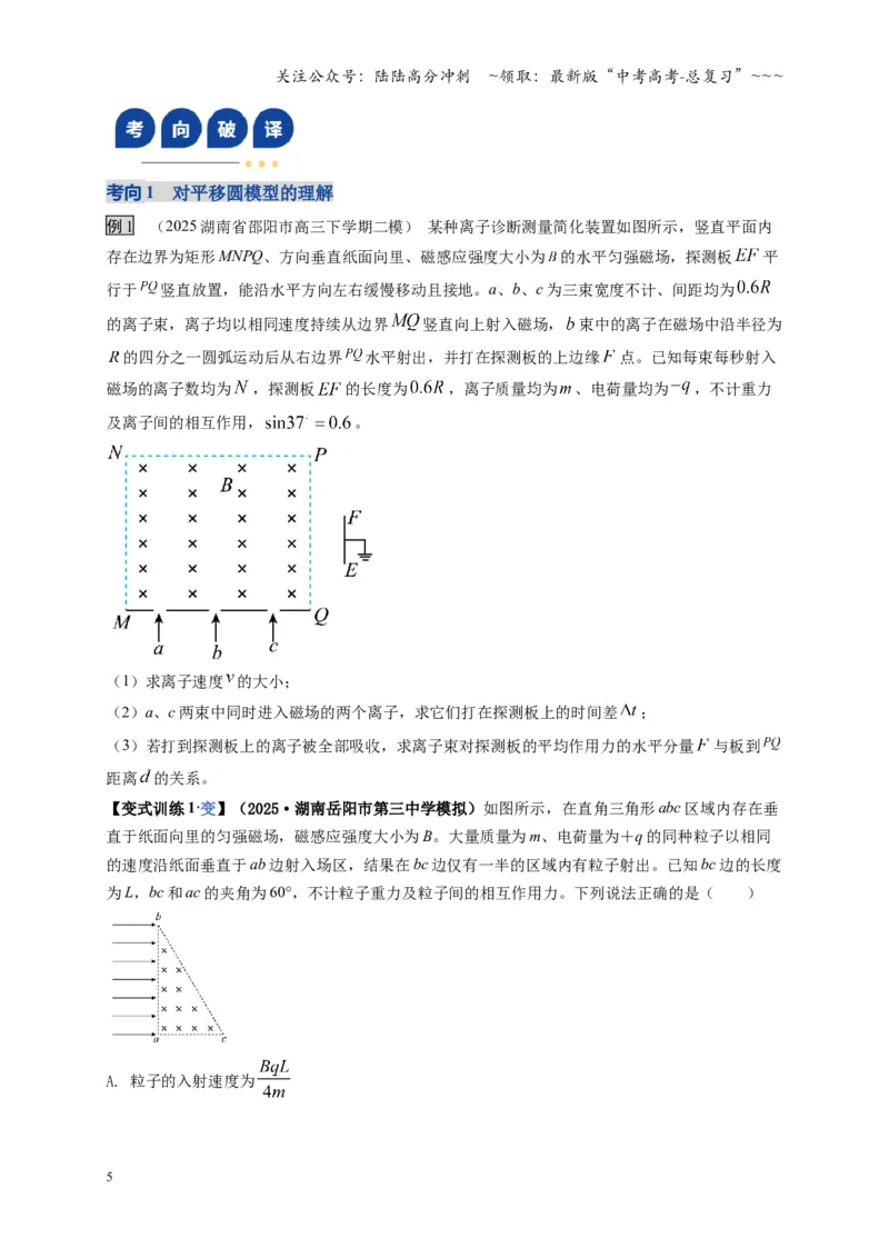 《第48讲动态圆、磁聚焦和磁发散问题（湖南专用）（学生版）_04-物理-高考总复习_一轮复习_2026年-物理高考一轮复习_2026年高考物理一轮课件+讲义+练习（湖南专用）-G331》第5页预览