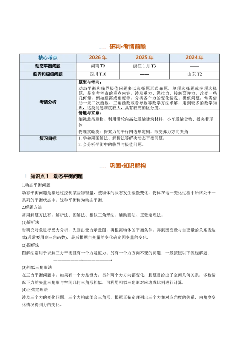 《专题04动态平衡和临界、极值问题（重难点训练）（安徽专用）（教师版）_地理_2027年高考地理一轮_2027年高考物理一轮课件+讲义+练习（安徽专用）-G326_2027版》第2页预览