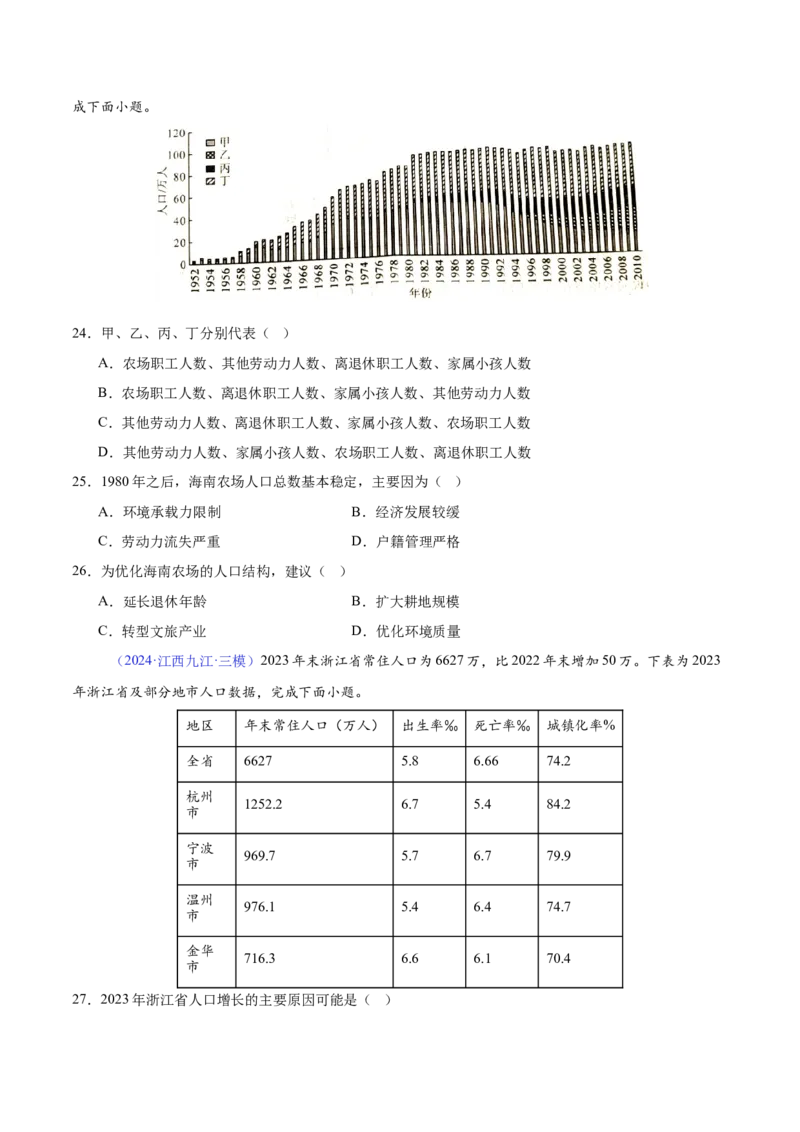 《专题13人口（全国通用）（学生版）_地理_2026年-地理高考专项复习_2025年高考地理三模试题分类汇编（新高考通用）_2024版》第8页预览