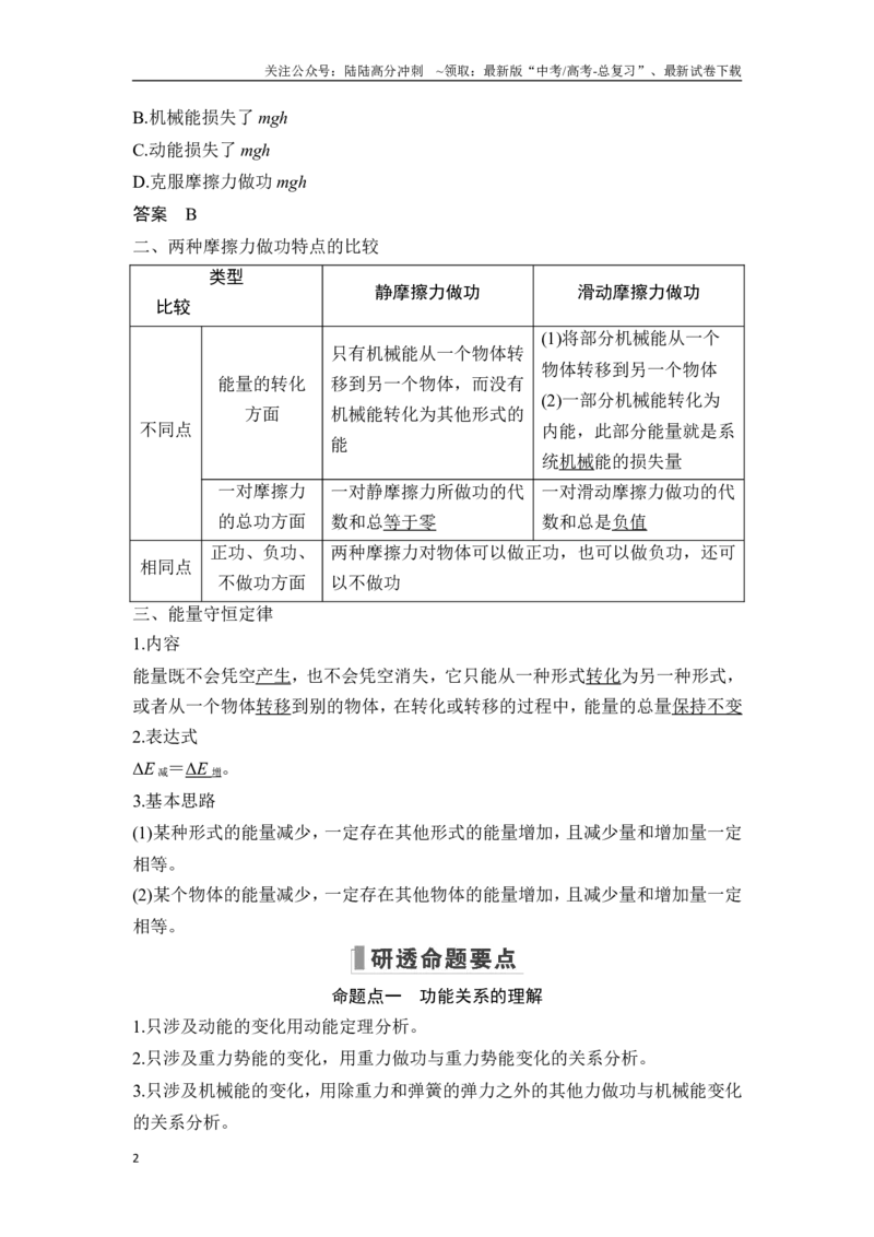 《第4讲功能关系能量守恒定律_04-物理-高考总复习_一轮复习_2025年_2025年大一轮复习讲义人教版物理_资料_1-资料_一轮复习物理教师版题库》第2页预览