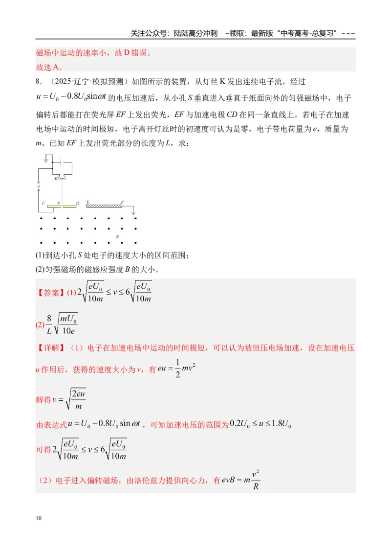 《第55讲洛伦兹力与现代科技-（练习）（教师版）_04-物理-高考总复习_一轮复习_2026年-物理高考一轮复习_2026年高考物理一轮复习精讲精练-G367_资料》第10页预览