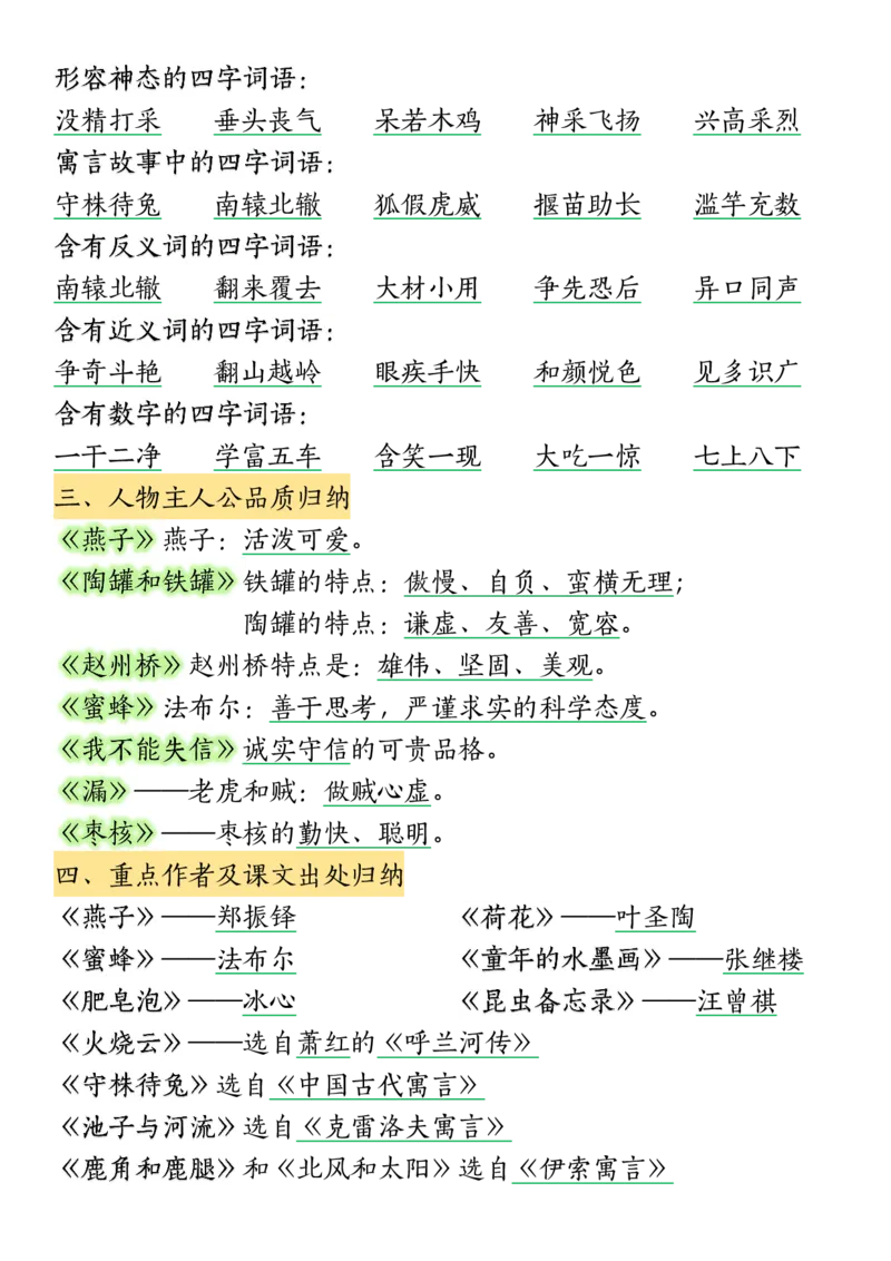 《三（下）语文期末复习高频考点归纳_3年级下册同步教辅_3下-语文_三下语文核心考点》第4页预览