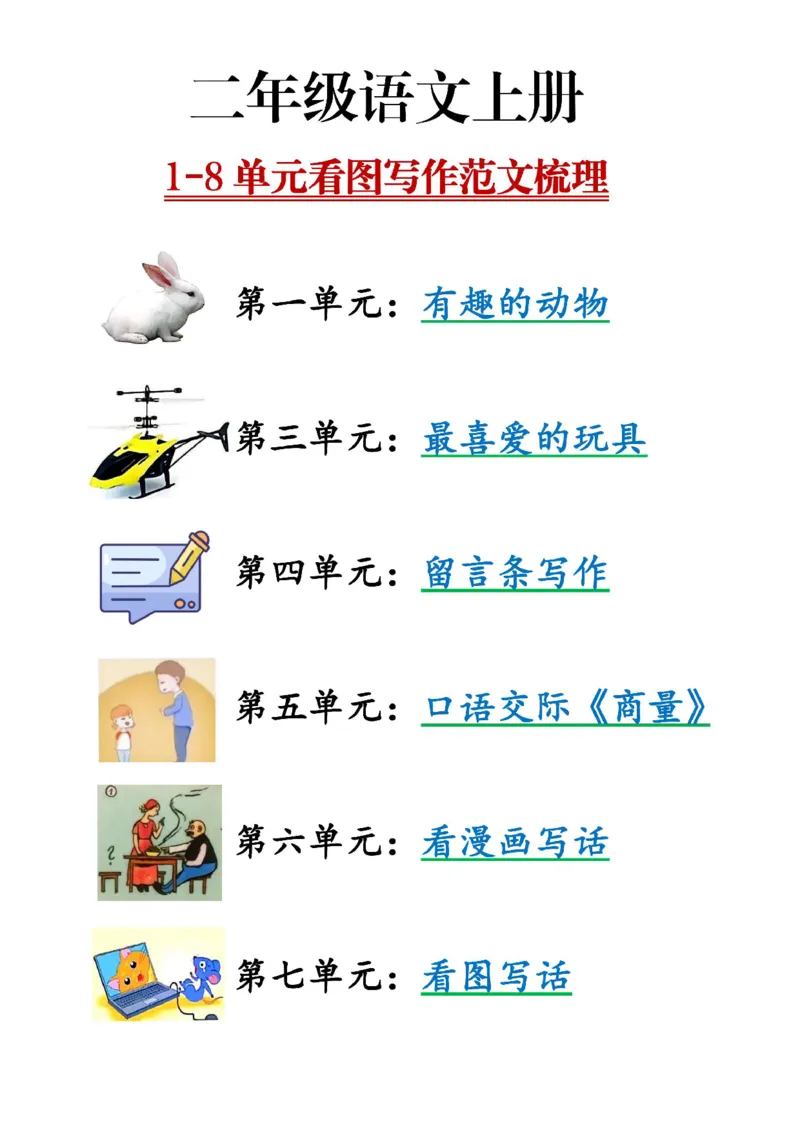 《二年级上册1-8单元看图写话_2年级上册同步教辅_2上-语文_二上语文-看图写话》第1页预览