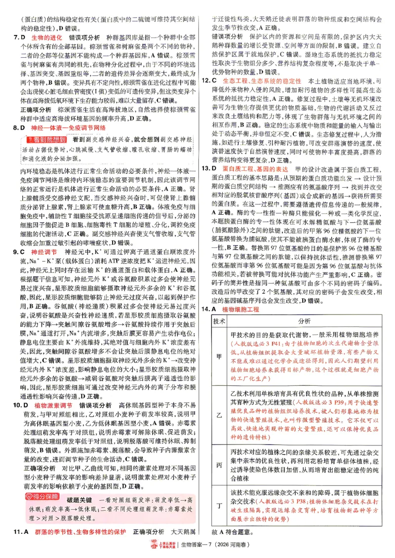 《2027金考卷特快专递第一期生物解析册_652027《天星教育•金考卷特快专递》（第1-3期）（高考）（9科全）_2027《天星教育•金考卷特快专递》（第1期）（高考）（9科全）》第7页预览