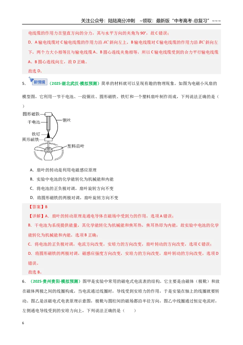 《第46讲磁场及其对电流的作用（专项训练）（全国通用）（教师版）_04-物理-高考总复习_一轮复习_2026年-物理高考一轮复习_2026年高考物理一轮复习讲义+练习+课件（新教材新高考）-G55》第6页预览