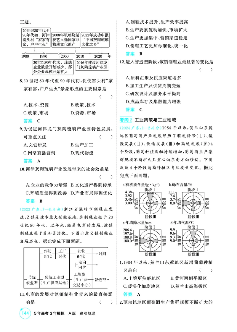 《1_第九章　产业区位因素及其变化_2026版教学资源包_202653高考总复习A版_山东版_2026版.山东版.选考总复习.地理.5·3A版_第九章产业区位因素及其变化_1_精练册PDF》第8页预览