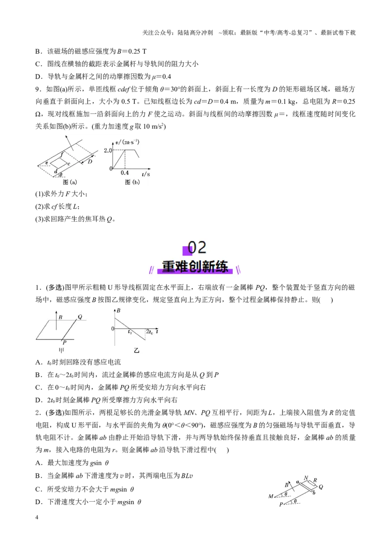 《第55讲电磁感应中的动力学和能量问题（练习）（学生版）_04-物理-高考总复习_一轮复习_2025年_2025年高考物理一轮复习讲义+练习+课件（新教材新高考）_第十二章电磁感应》第4页预览