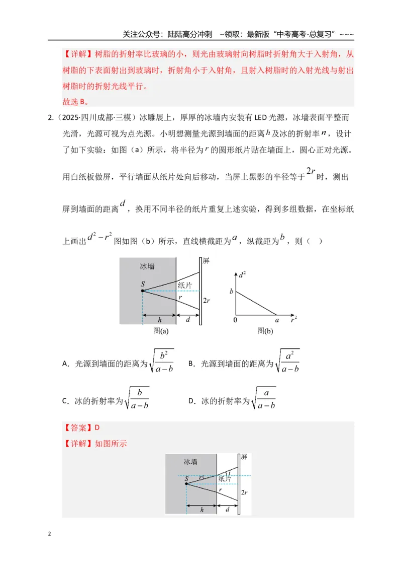 《第59讲光的折射和全反射（专项训练）（全国通用）（教师版）_04-物理-高考总复习_一轮复习_2026年-物理高考一轮复习_2026年高考物理一轮复习讲义+练习+课件（新教材新高考）-G55_2026版》第2页预览