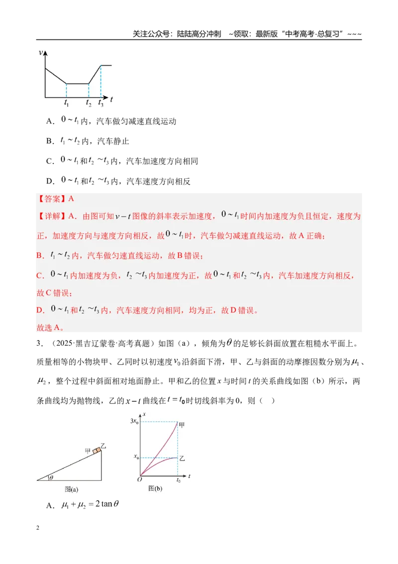 《第4讲运动图像-（练习）（教师版）_04-物理-高考总复习_一轮复习_2026年-物理高考一轮复习_2026年高考物理一轮复习精讲精练-G367_资料》第2页预览