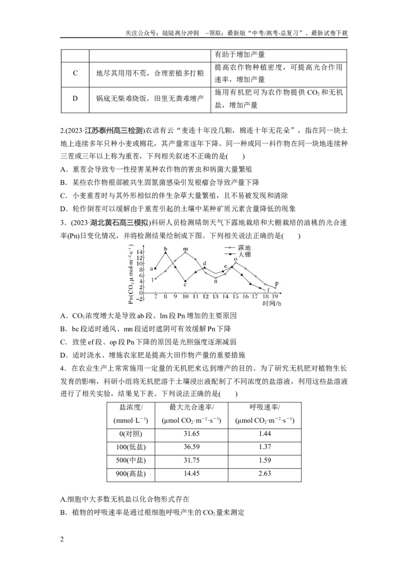 《第3单元　微专题二　提高农作物产量_06-生物-高考总复习_一轮复习_2024年_2024高考生物大一轮复习课件讲义新人教版知识总结_2024年高考生物一轮复习讲义（新人教版）_学生版在此文件夹》第2页预览