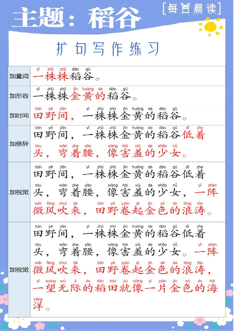 《二下每日晨读-扩句写作练习(3)_2年级下册同步教辅_2下-语文_二下语文-晨读素材》第4页预览