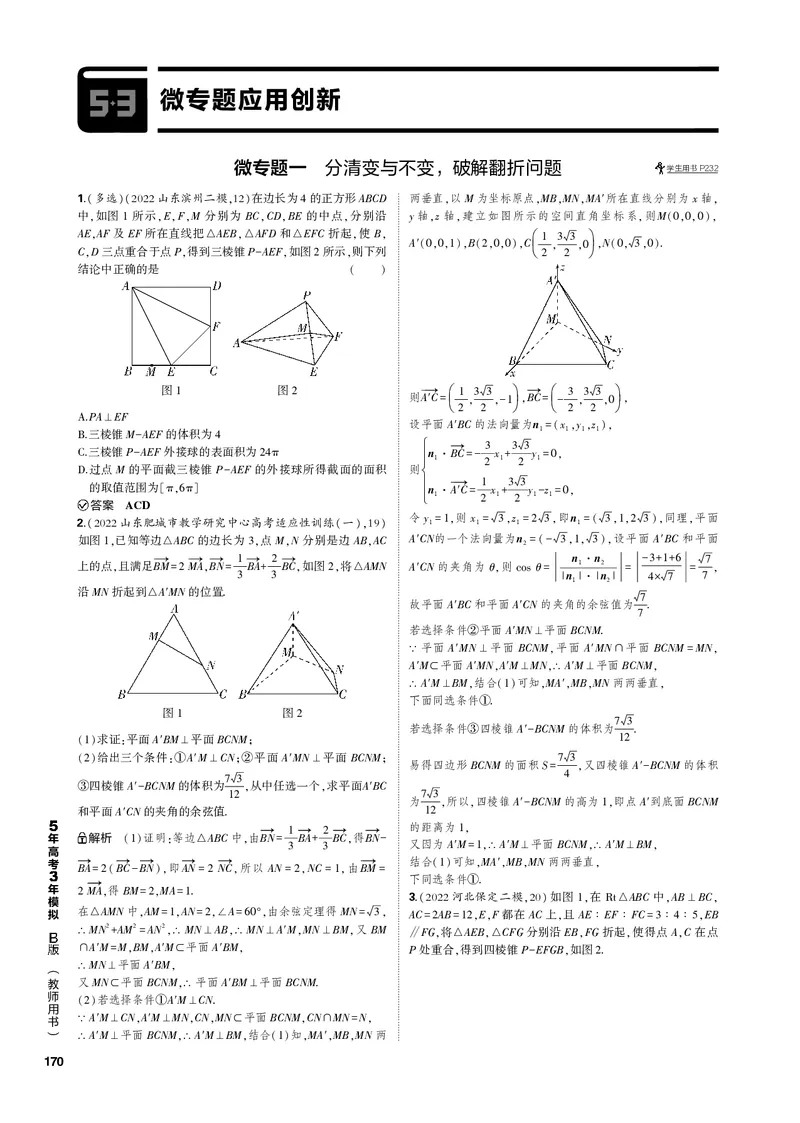 《1_微专题（PDF版）_2023版教学资源包_2023版新高考新教材版高考总复习数学5·3B版_8_第八章立体几何与空间向量_5_微专题_2_微专题（PDF版）_1_专题电子书》第3页预览