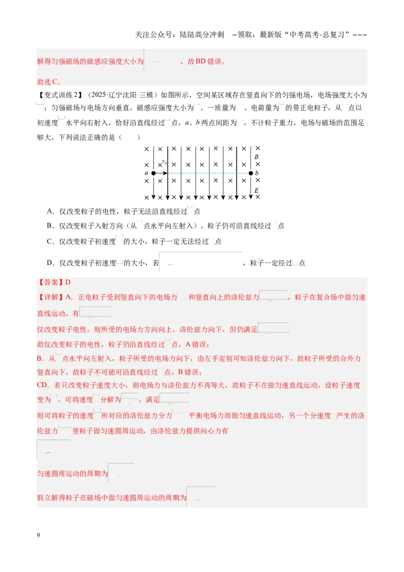 《第47讲带电粒子在组合场中的运动（复习讲义）（黑吉辽专用）（教师版）_04-物理-高考总复习_一轮复习_2026年-物理高考一轮复习_2026年高考物理一轮课件+讲义+练习（黑吉辽蒙专用）-G330》第9页预览