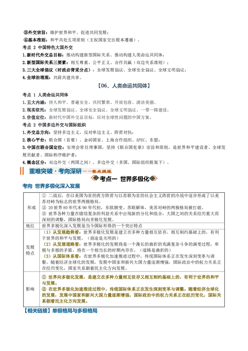 《专题02世界多极化（知识清单）（全国通用）（学生版）_zheng治_2027年高考政治一轮_2027年高考政治一轮复习知识清单（全国通用）-G56_2027版》第4页预览
