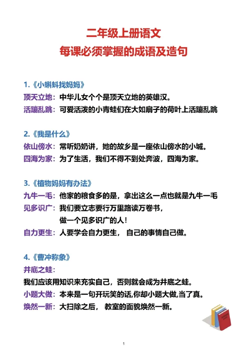 《二上语文必考成语及造句_2年级上册同步教辅_2上-语文_二上语文-专项练习》第1页预览
