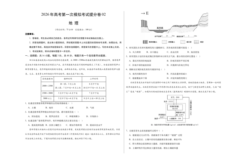 《地理一模提分卷02（黑吉辽蒙专用）（考试版A3）_地理_2026年-地理高考专项复习_2026年高考第一二三次模拟考试地理-G181_高考地理第一次模拟卷23套_2026版_地理一模提分卷02（黑吉辽蒙专用）》第1页预览