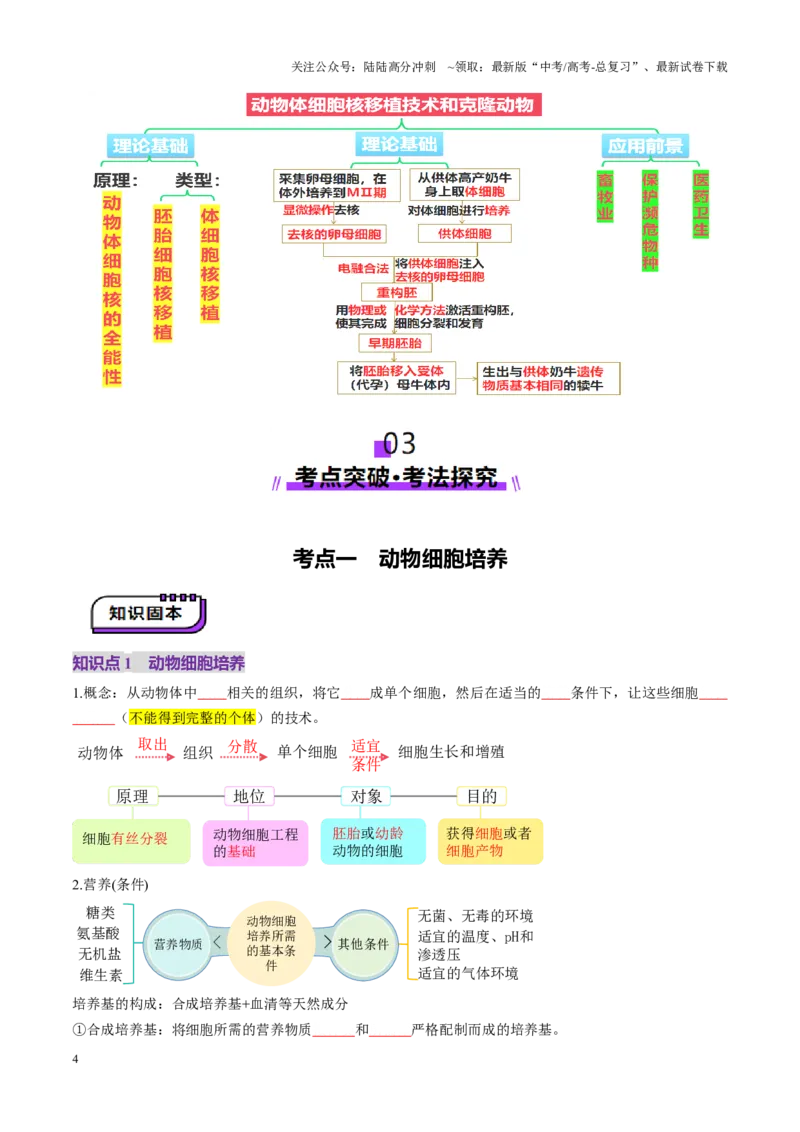 《第40讲动物细胞工程（讲义）（学生版）_06-生物-高考总复习_一轮复习_2025年_2025年高考生物一轮复习讲义+练习+课件（新教材新高考）_第十单元生物技术与工程》第4页预览