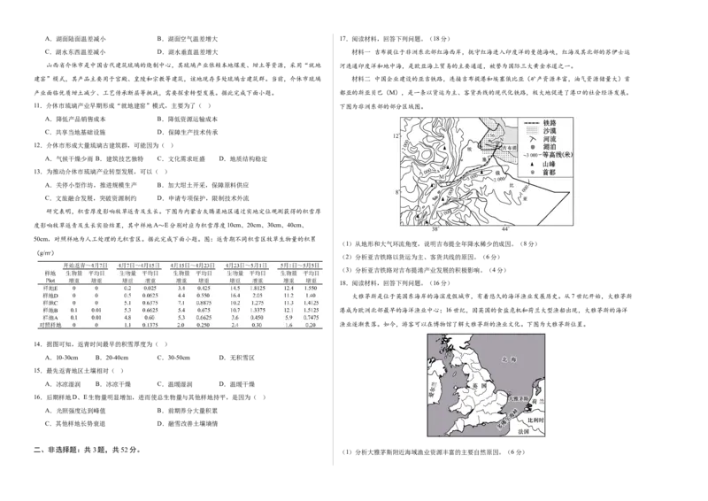 《地理一模提分卷01（黑吉辽蒙专用）（考试版A3）_地理_2026年-地理高考专项复习_2026年高考第一二三次模拟考试地理-G181_高考地理第一次模拟卷23套_2026版_地理一模提分卷01（黑吉辽蒙专用）》第2页预览