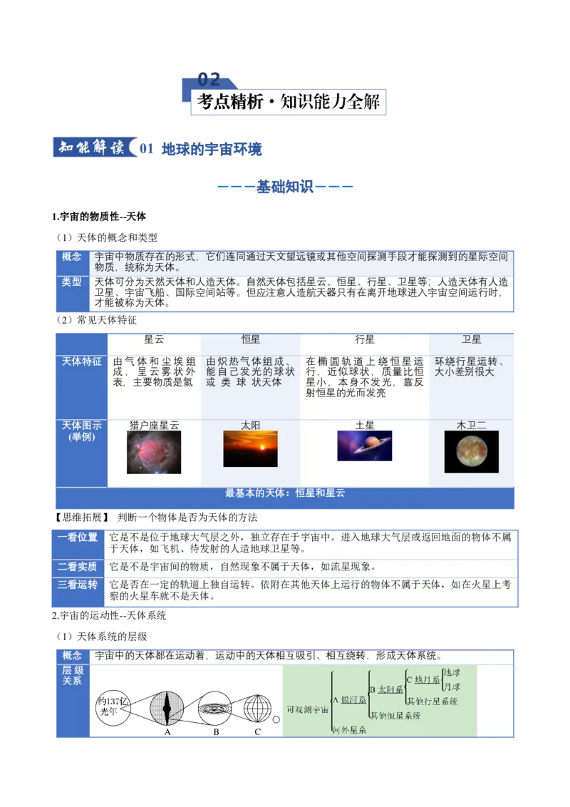 《专题02宇宙中的地球（一）（知识清单）（全国通用）（学生版）_地理_2026年_2026年高考地理一轮复习知识清单（全国通用）-G56_2026版》第4页预览