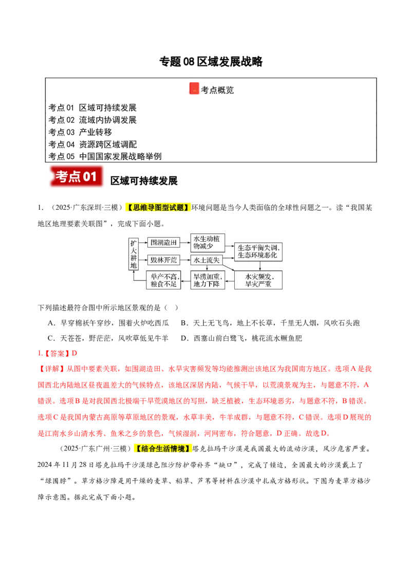 《专题08区域发展战略（新高考通用）（教师版）_地理_2026年-地理高考专项复习_2025年高考地理三模试题分类汇编（新高考通用）_2025版》第1页预览