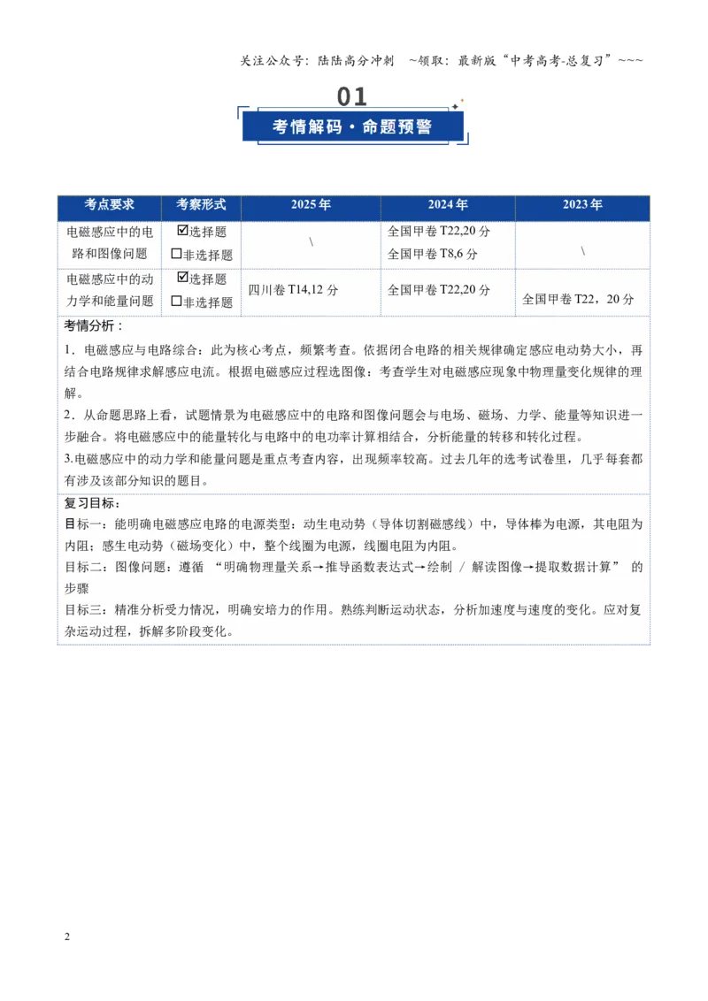《第43讲电磁感应的综合应用（复习讲义）（四川专用）（学生版）_04-物理-高考总复习_一轮复习_2026年-物理高考一轮复习_2026年高考物理一轮课件+讲义+练习（四川专用）-G335》第2页预览
