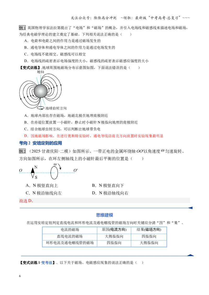 《第46讲磁场及其对电流的作用（复习讲义）（湖南专用）（学生版）_04-物理-高考总复习_一轮复习_2026年-物理高考一轮复习_2026年高考物理一轮课件+讲义+练习（湖南专用）-G331》第6页预览