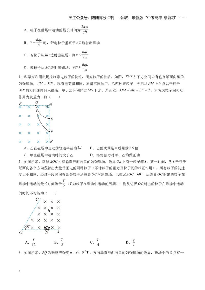 《第48讲动态圆、磁聚焦和磁发散问题（专项训练）（湖南专用）（学生版）_04-物理-高考总复习_一轮复习_2026年-物理高考一轮复习_2026年高考物理一轮课件+讲义+练习（湖南专用）-G331》第6页预览