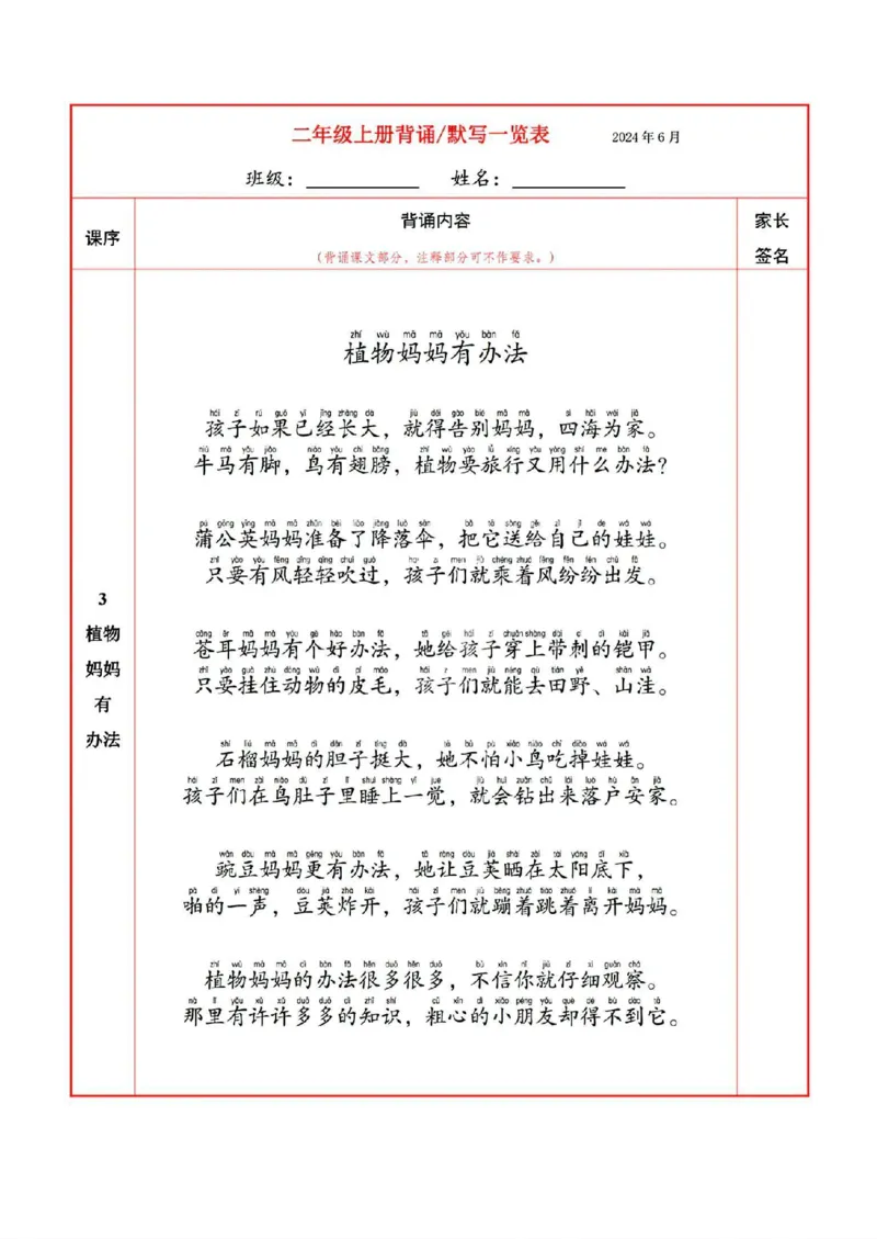 《二上语文必背内容+默写表_2年级上册同步教辅_2上-语文_二上语文-重点必背资料》第1页预览