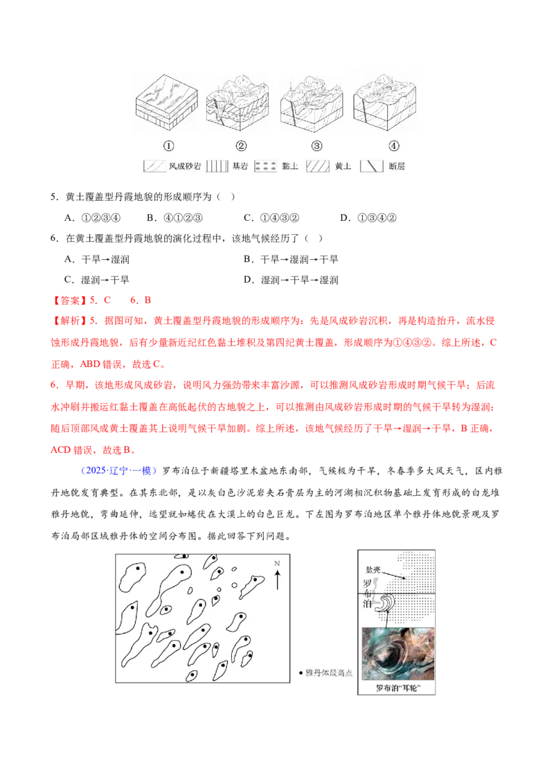 《专题04地质地貌（黑吉辽蒙专用）（教师版）_地理_2026年-地理高考专项复习_2025年高考地理一模试题分类汇编（黑吉辽蒙专用）》第3页预览