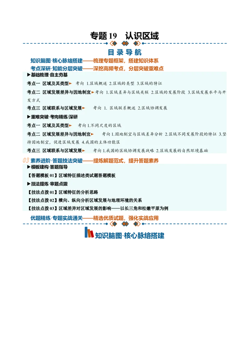 《专题19认识区域（知识清单）（全国通用）（教师版）_地理_2027年高考地理一轮_2027年高考地理一轮复习知识清单（全国通用）-G56_2027版》第1页预览