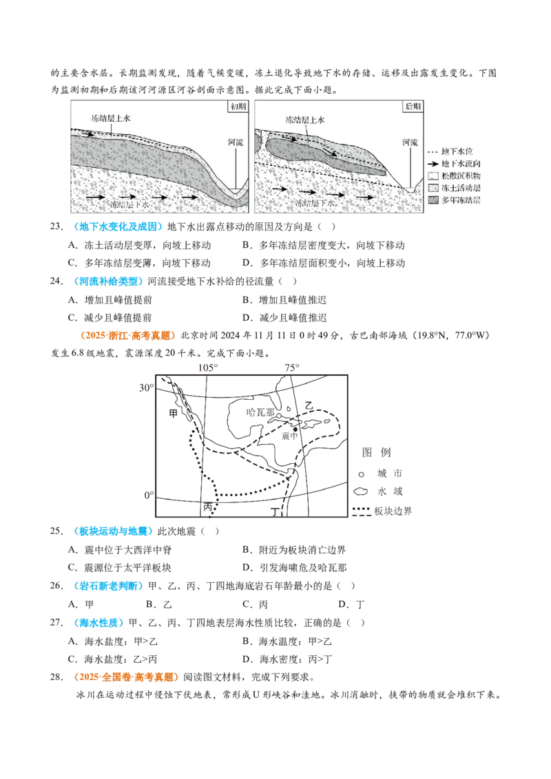 《专题04地球上的水（全国通用）（学生版）_地理_2026年-地理高考专项复习_2025年高考真题和模拟题地理分类汇编（全国通用）-G70》第6页预览
