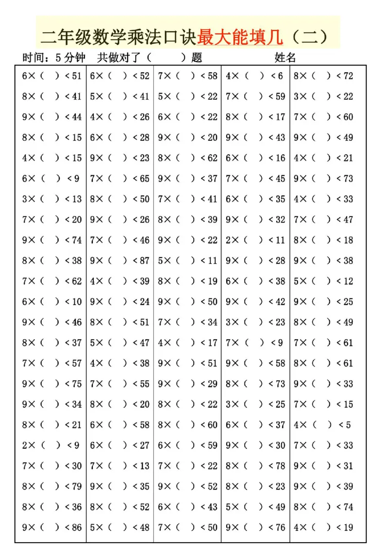 《二上乘法口诀最大和最小能填几_2年级上册同步教辅_2上-数学_二上数学-口算.竖式.乘法]》第2页预览