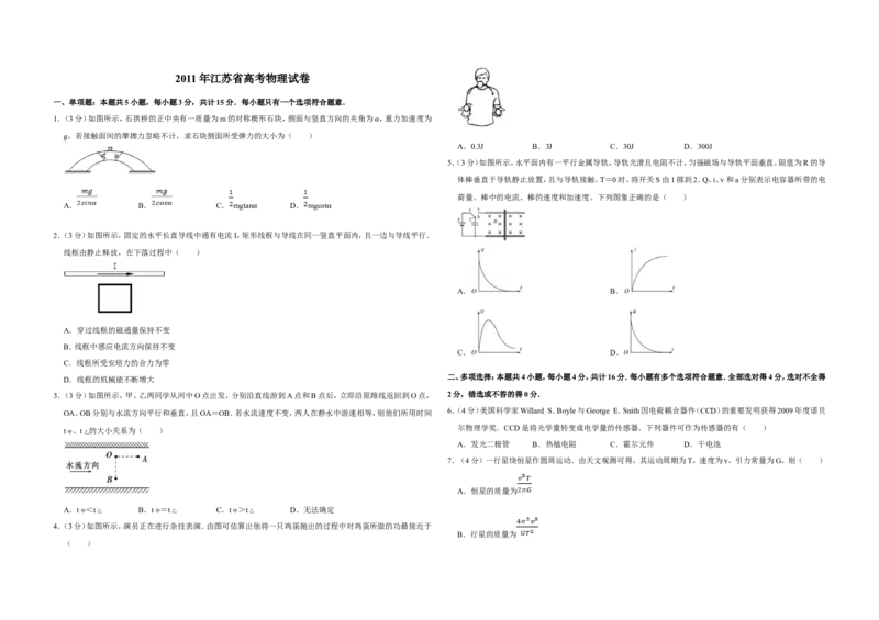 《2011年江苏省高考物理试卷_高考一二三轮复习_物理_2026年-物理高考专项复习_2008年-2025年物理高考真题_2008-2020年高考_地方卷_江苏高考物理07-20_A3word版》第1页预览