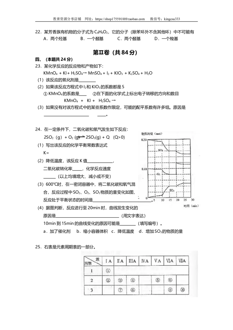 《2004年上海市高中毕业统一学业考试化学试卷（答案版）(1)_高考一二三轮复习_化学_2027年高考化学专项复习_2008年-2026年化学高考真题-G427_2008-2020年高考_地方卷_上海高考化学真题2001-2019》第4页预览