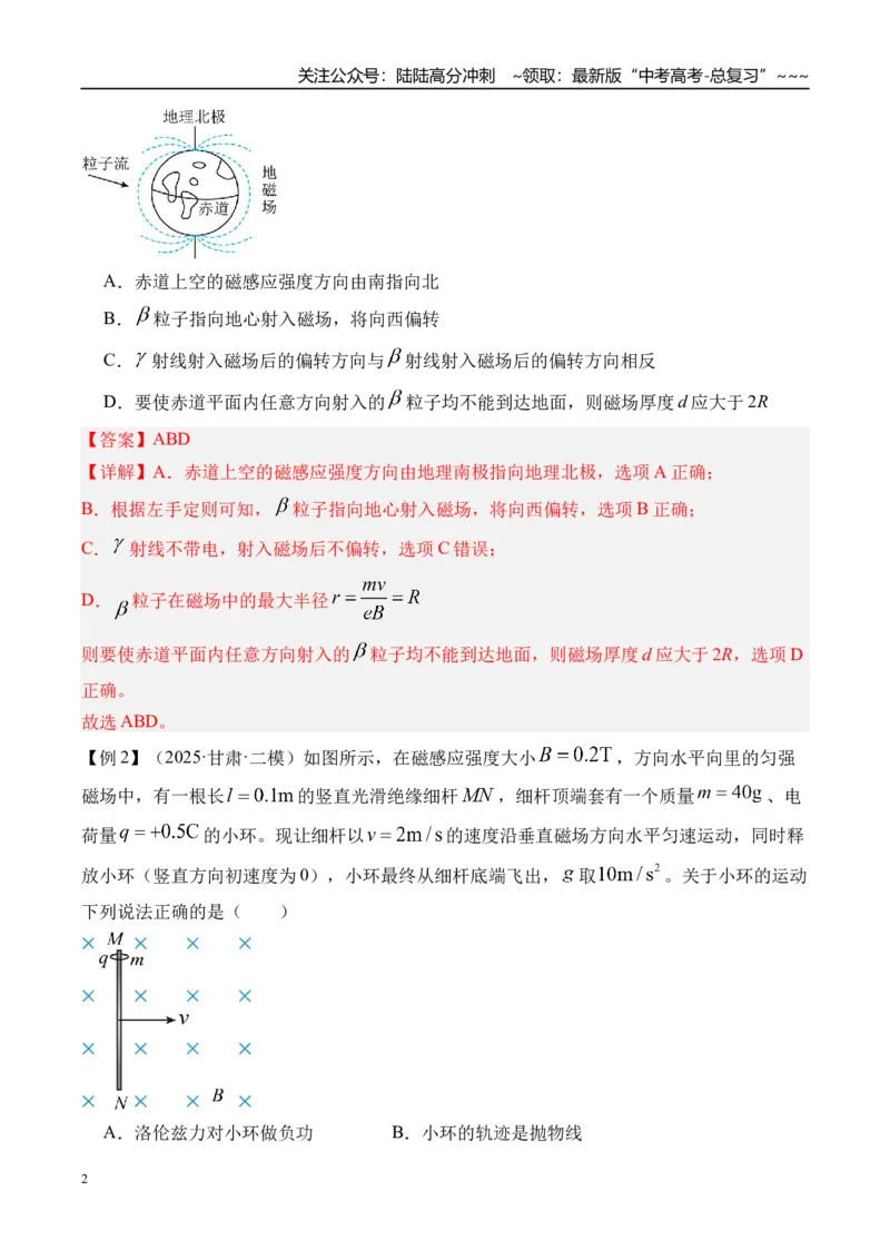 《第54讲磁场对运动电荷（带电体）的作用-（讲义）（教师版）_04-物理-高考总复习_一轮复习_2026年-物理高考一轮复习_2026年高考物理一轮复习精讲精练-G367_资料》第2页预览