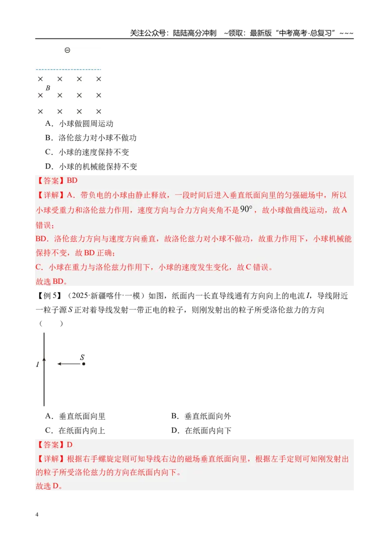《第54讲磁场对运动电荷（带电体）的作用-（讲义）（教师版）_04-物理-高考总复习_一轮复习_2026年-物理高考一轮复习_2026年高考物理一轮复习精讲精练-G367_资料》第4页预览