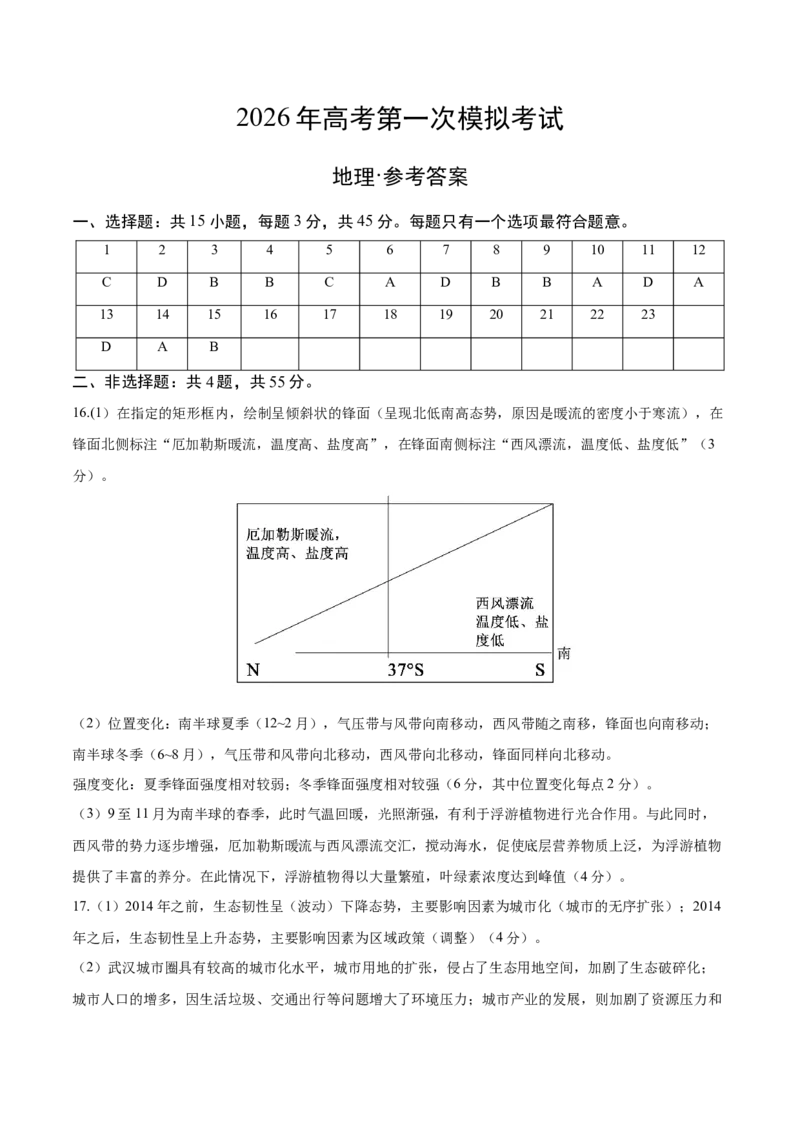 《地理一模提分卷（山东专用）（参考答案）_地理_2026年-地理高考专项复习_2026年高考第一二三次模拟考试地理-G181_高考地理第一次模拟卷23套_2026版_地理一模提分卷（山东专用）》第1页预览